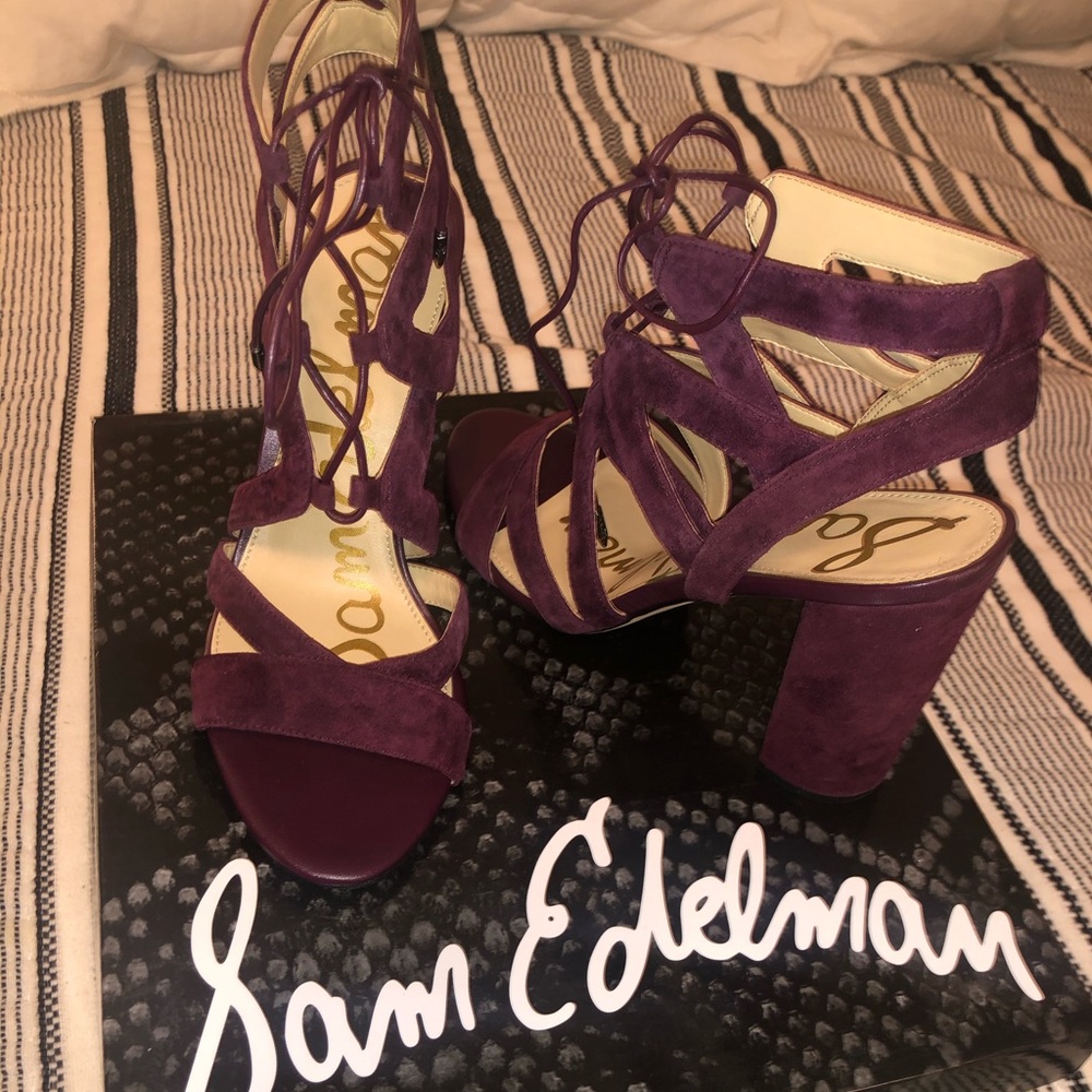 Sam Edelman “Yardley” Lace-up suede dress heels